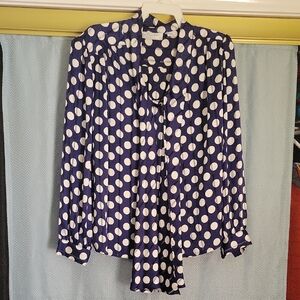 Elegant Navy Polka Dot Blouse